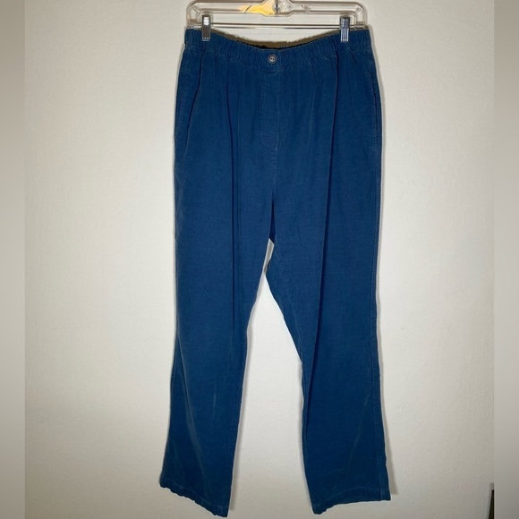 80s Blue Corduroy Elastic Waist Pants - Picture 3 of 11
